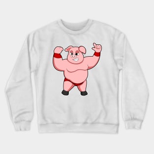 Pig as Bodybuilder with big Belly Crewneck Sweatshirt